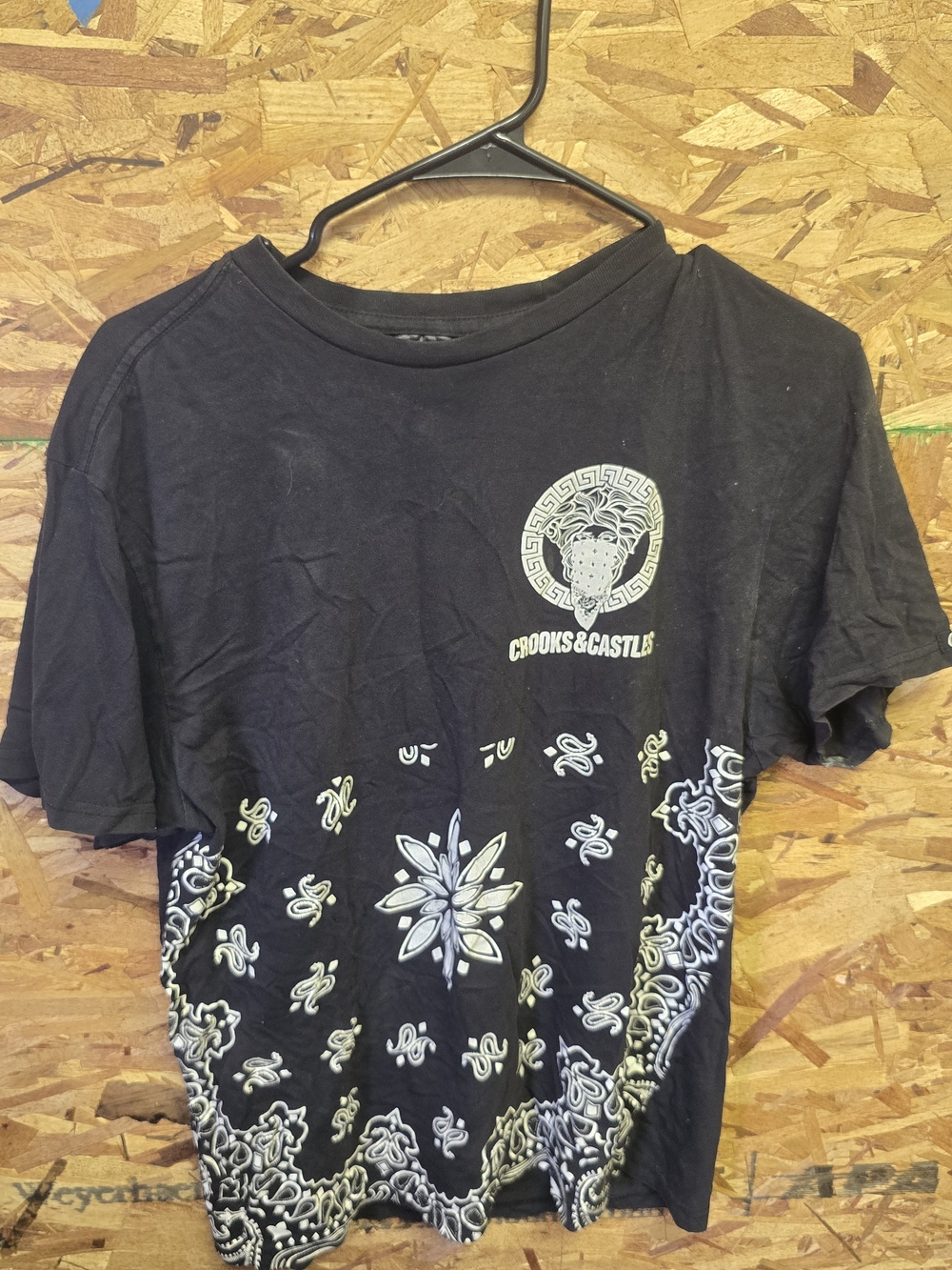 Crooks & Castles Black Tee with White Bandana Graphic